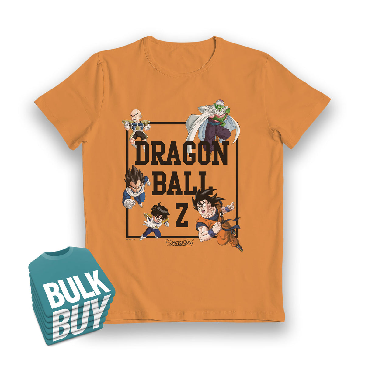 Dragon Ball Z Characters Orange Wash T-Shirt - Bulk Buy