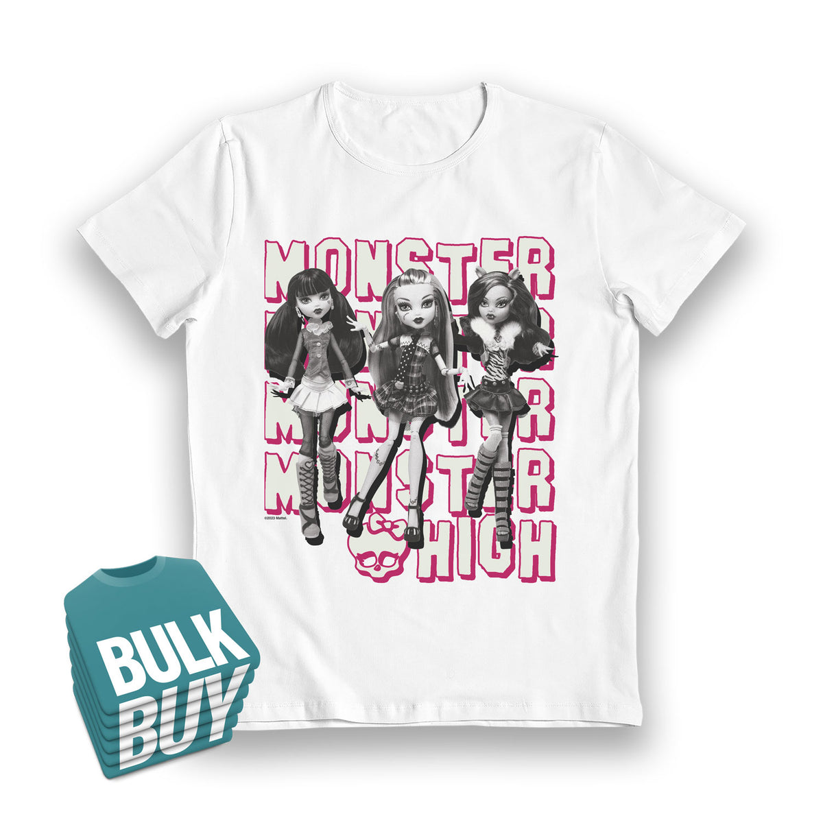 Monster High Girls Glow in the Dark White Kids T-Shirt - Bulk Buy