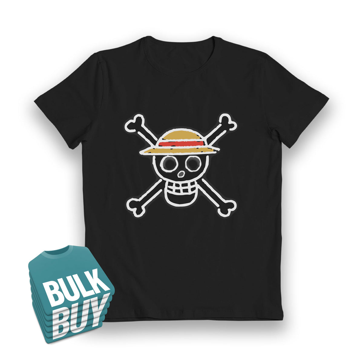 One Piece Skull Glow in the Dark White Kids T-Shirt - Bulk Buy