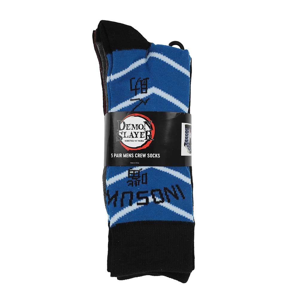 Demon Slayer Patterns 5 Pair Crew Socks