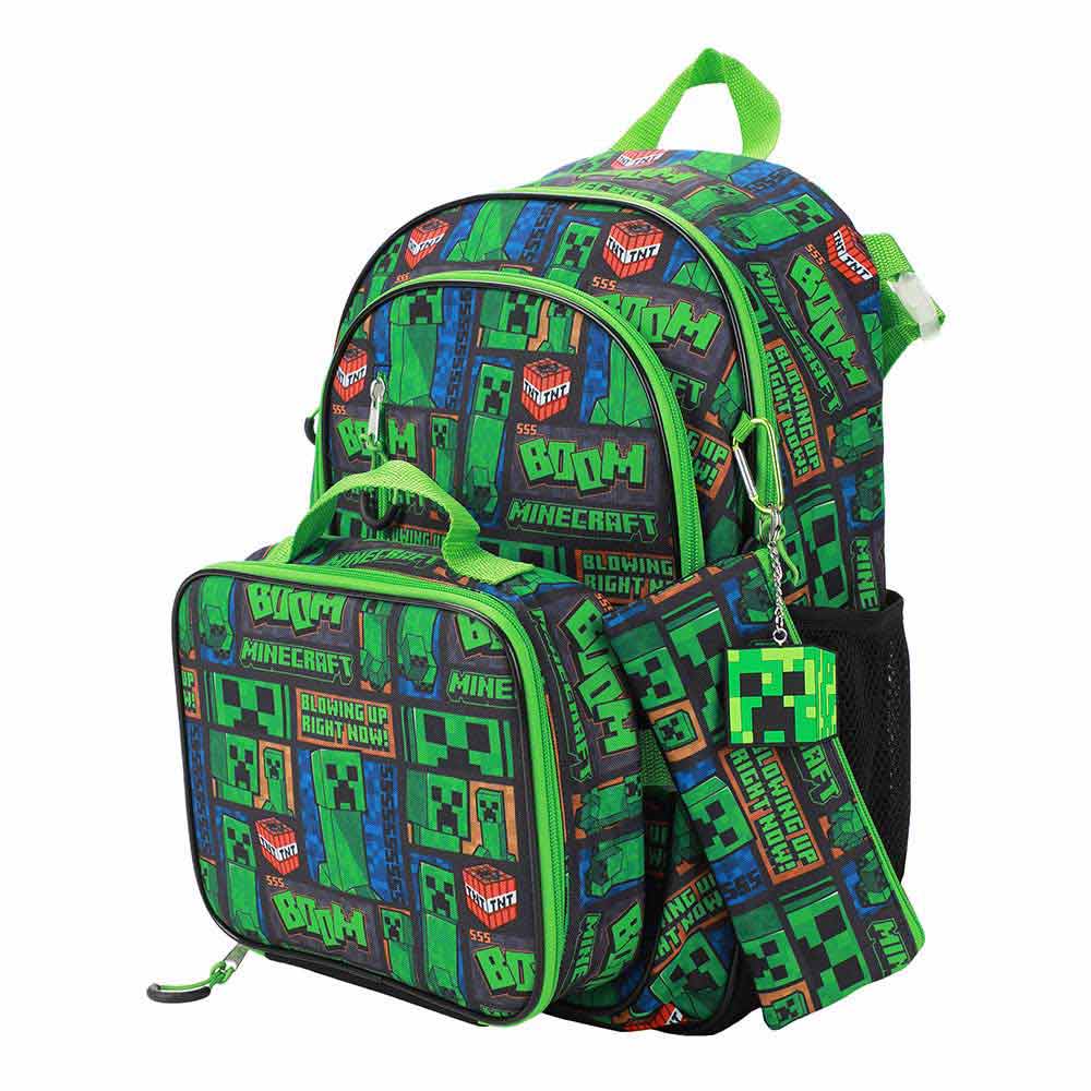 Minecraft Creeper Youth 5 pc Adaptive Backpack Set