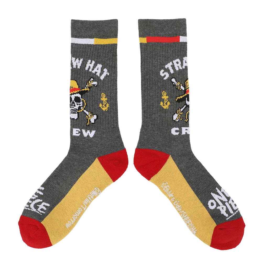 One Piece Straw Hat Pirates Adult 3 Pair Crew Socks