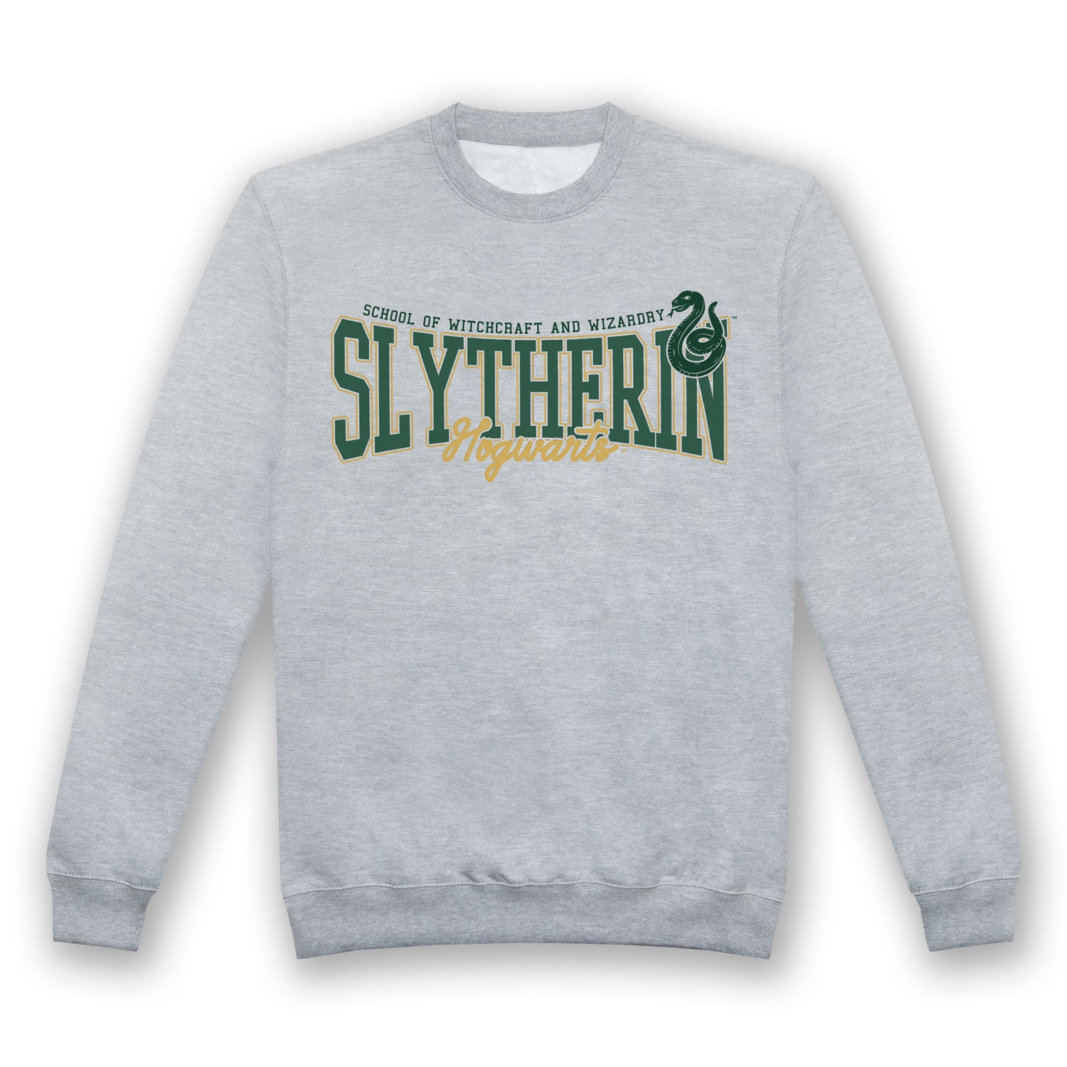 Harry Potter Slytherin Collegiate Grey Marl Adults Crew