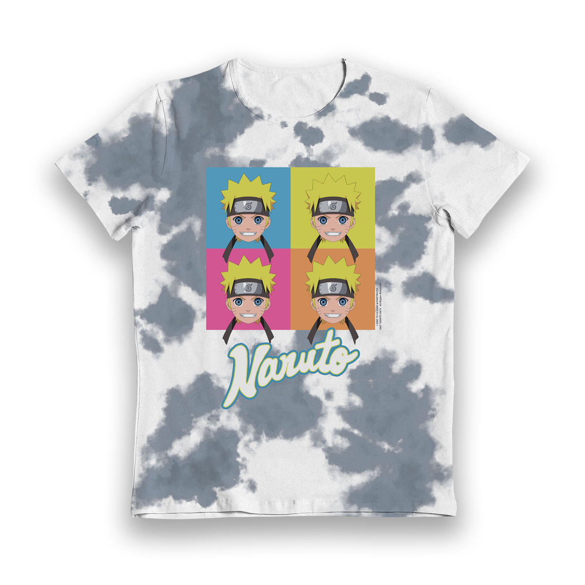 Naruto Faces Tie Dye Blue & White Kids T-Shirt - Bulk Buy