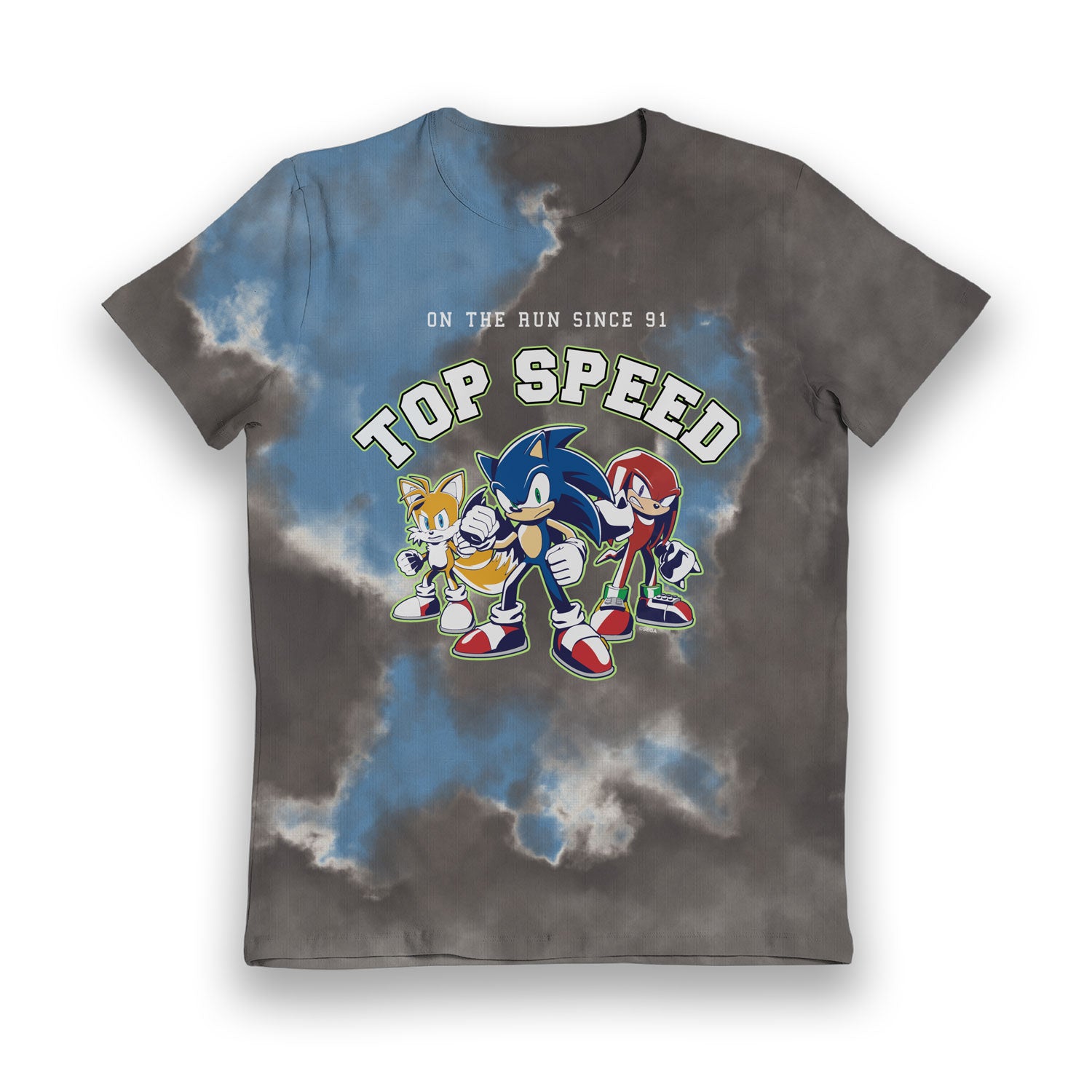 Sonic The Hedgehog Top Speed Tie Dye Grey & Blue Kids T-Shirt - Bulk Buy