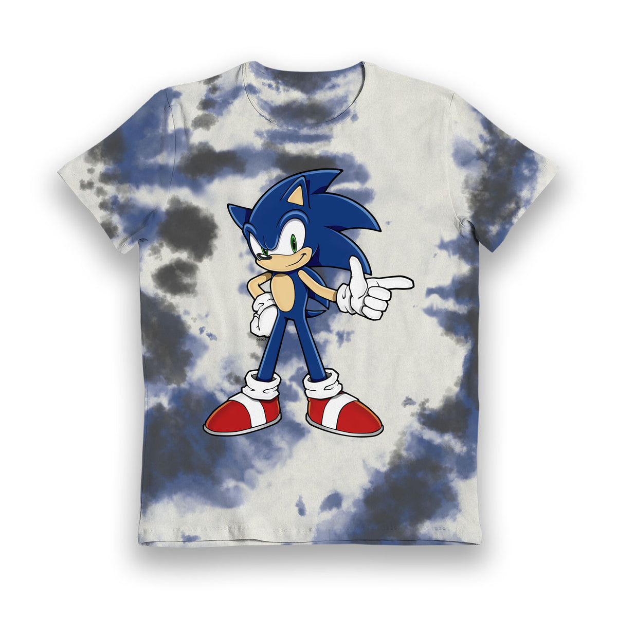 Sonic The Hedgehog Tie Dye Grey, Blue & White Kids T-Shirt - Bulk Buy