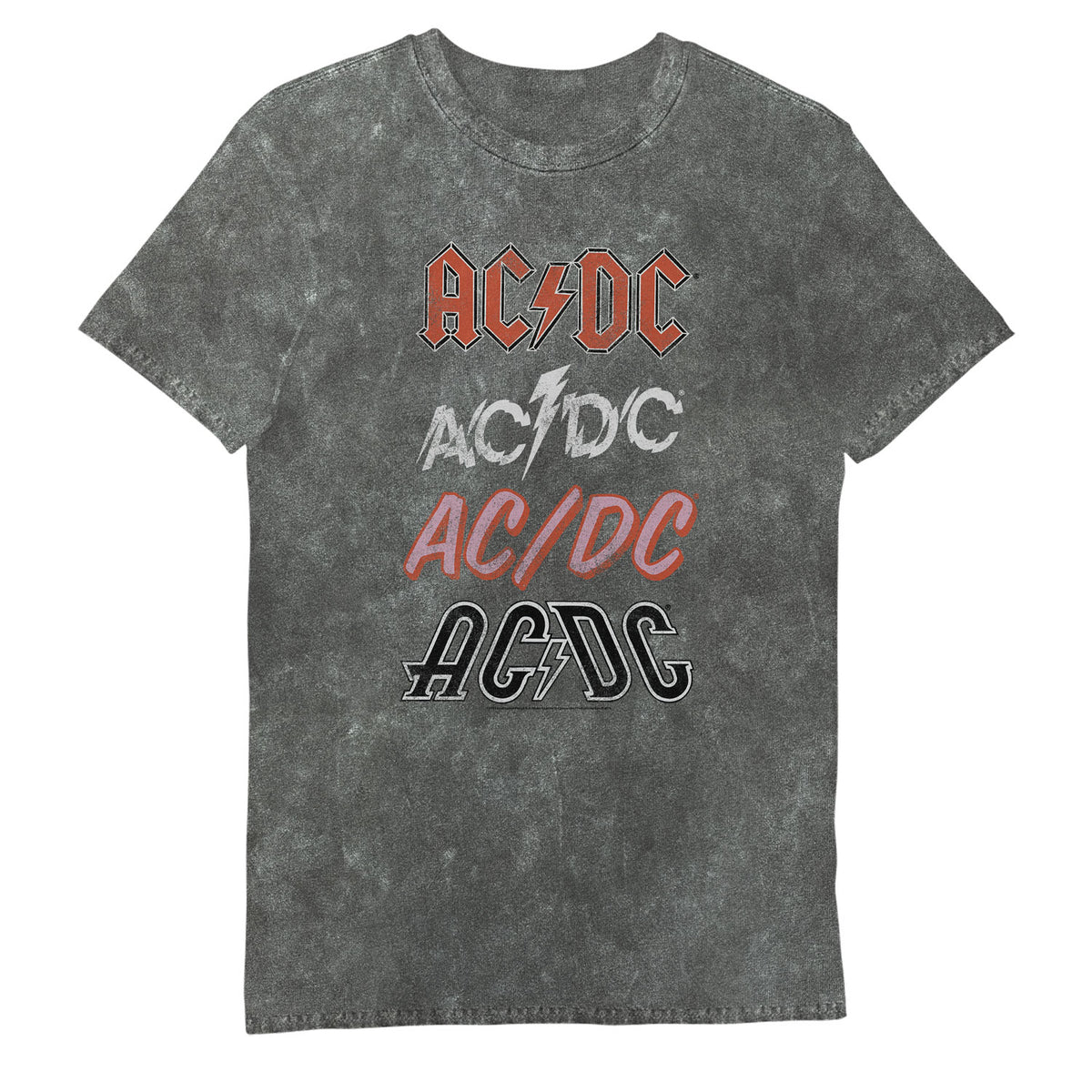 AC DC Logo Grey Snow Wash Printed Music T-Shirt to buy wholesale in bulk.
