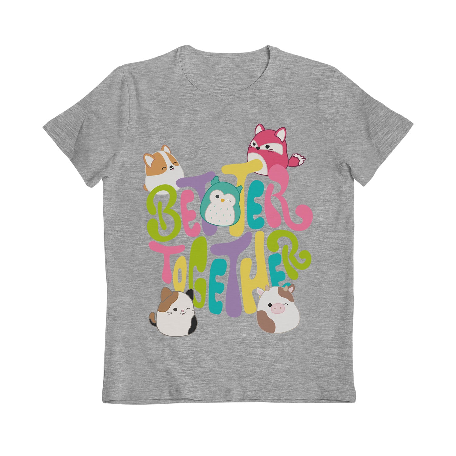Squishmallows Better Together Grey Marl Kids T-Shirt