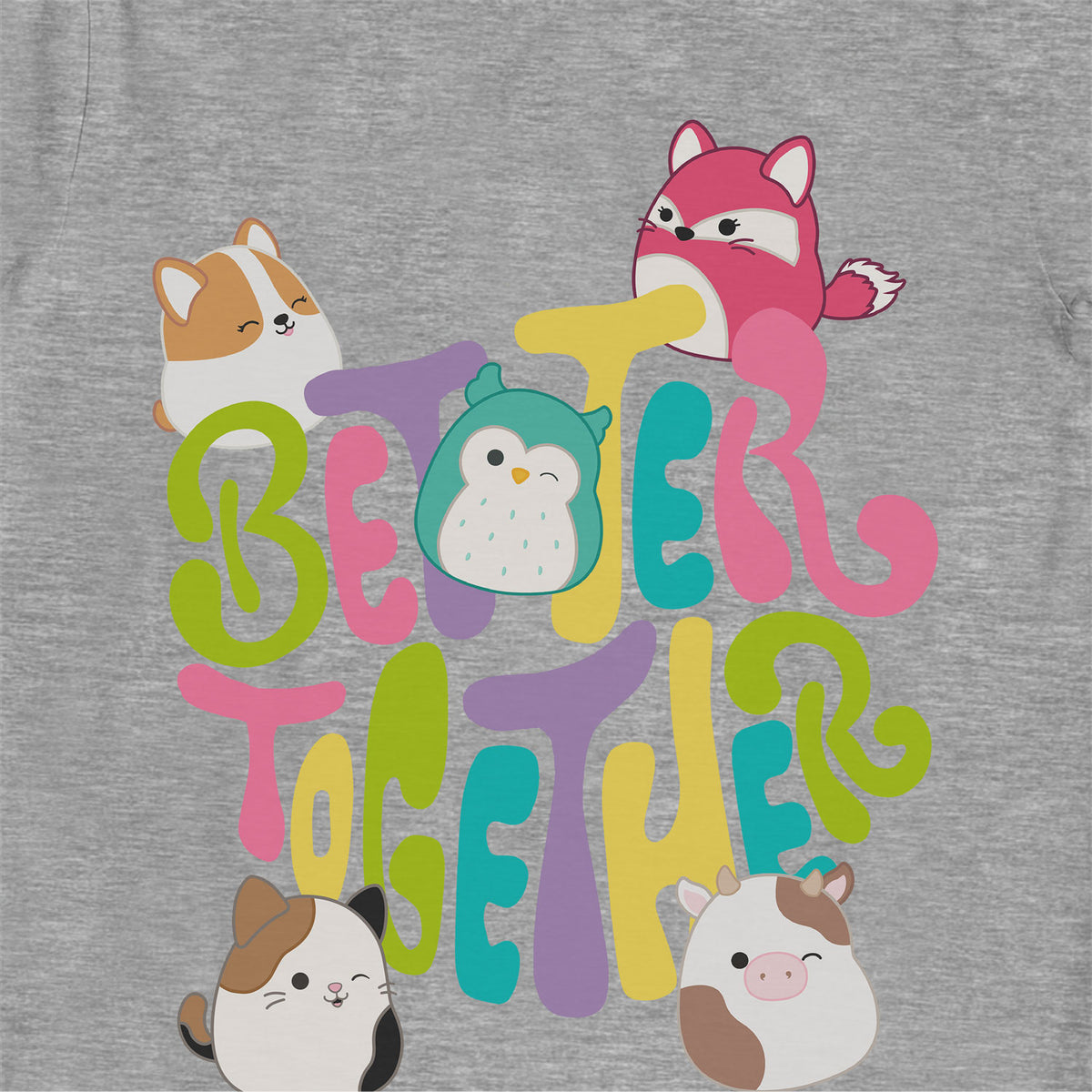 Squishmallows Better Together Grey Marl Kids T-Shirt