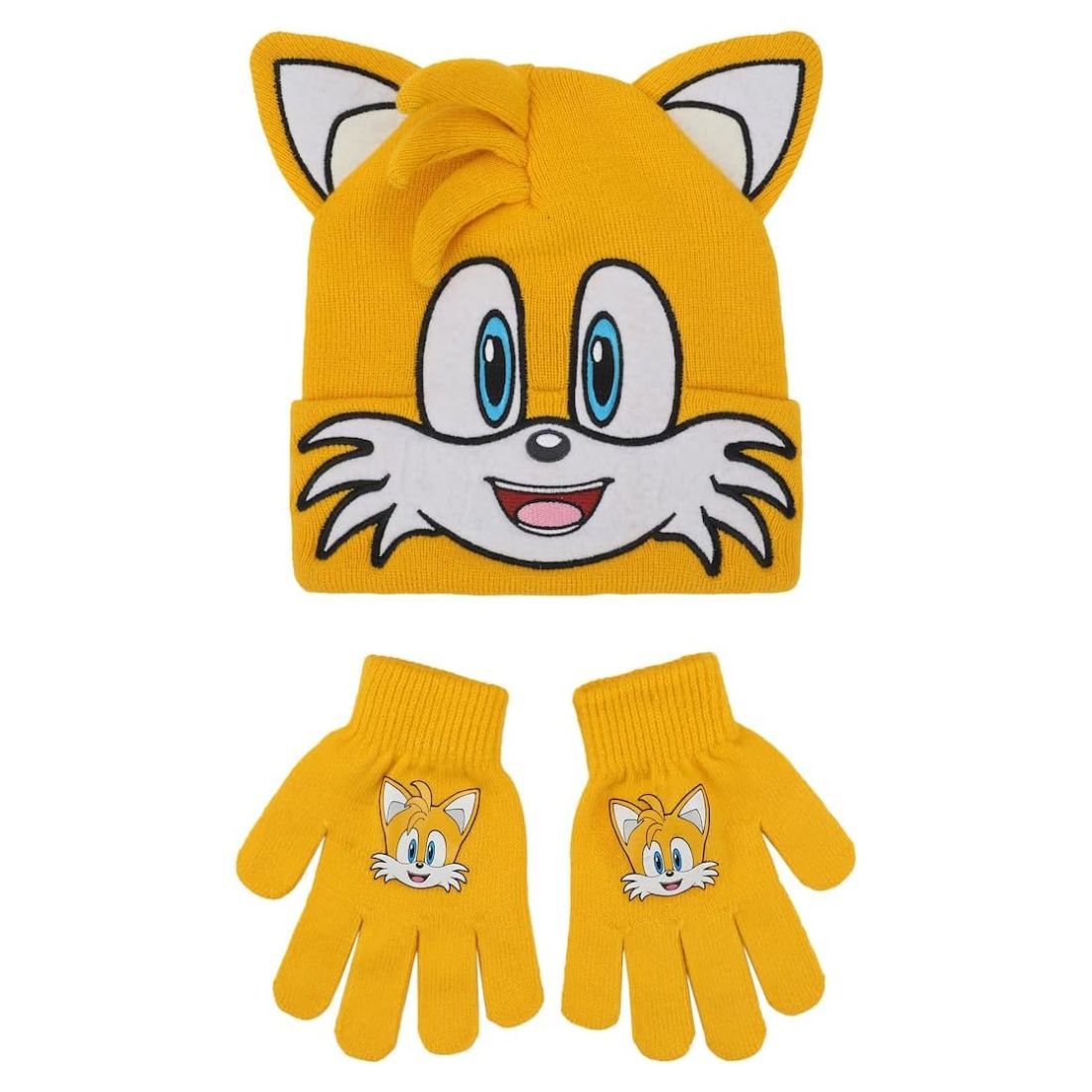 Sonic the Hedgehog Tails Youth Beanie and Gloves Set with 3D Ears