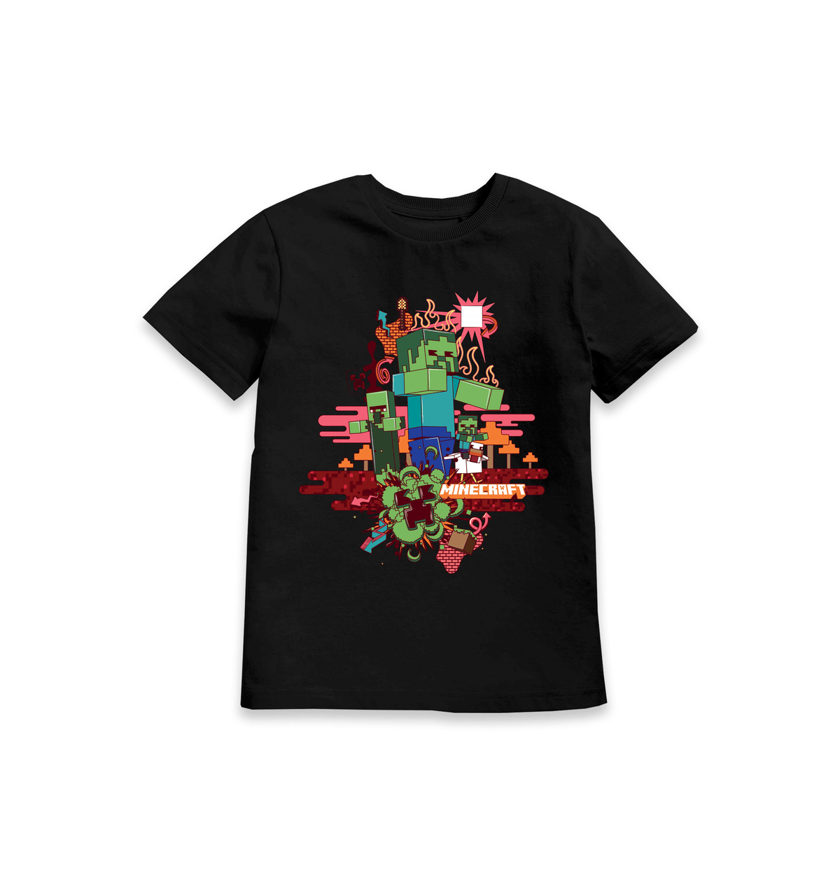 Black Printed Kids T-Shirt Front
