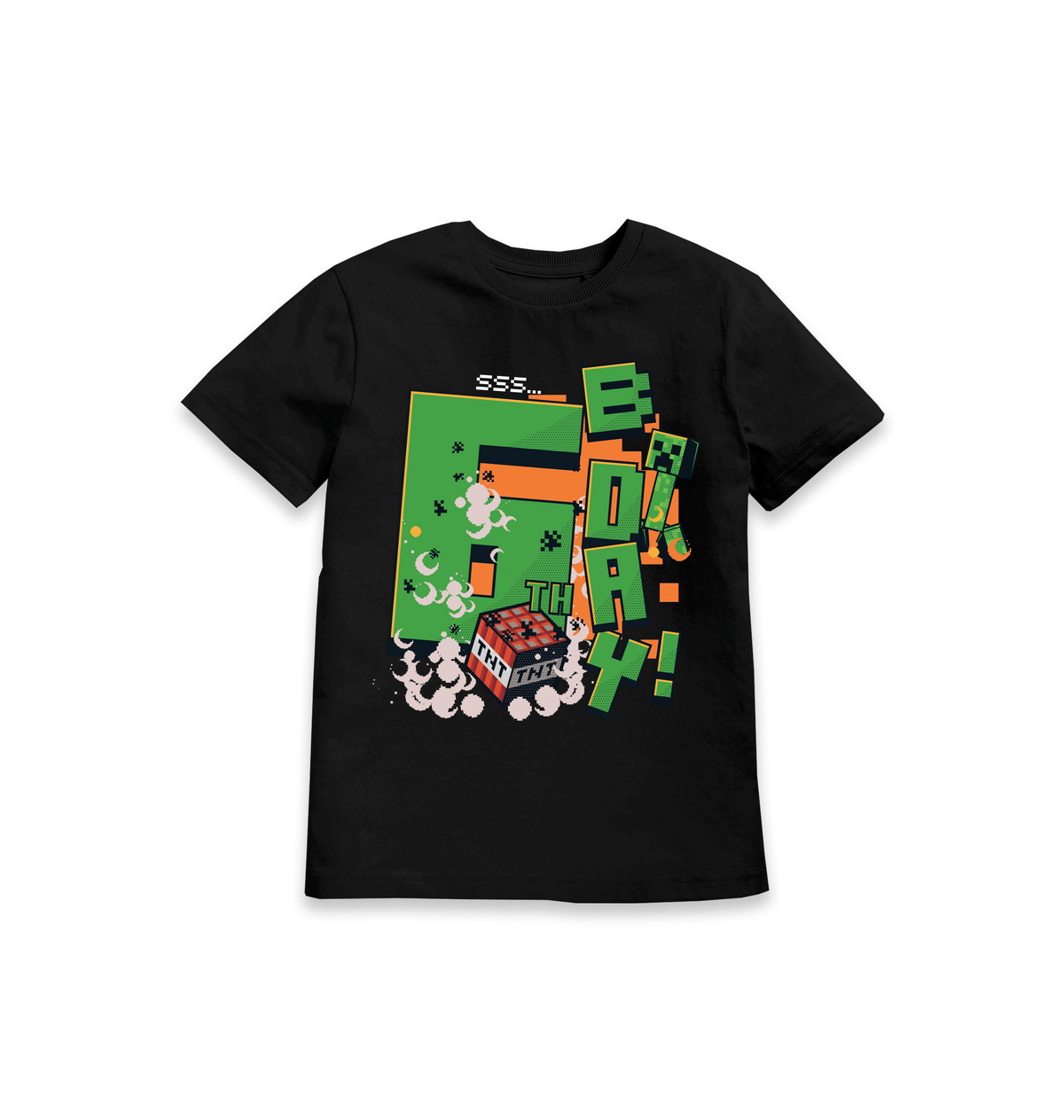 Black Printed Kids T-Shirt Front