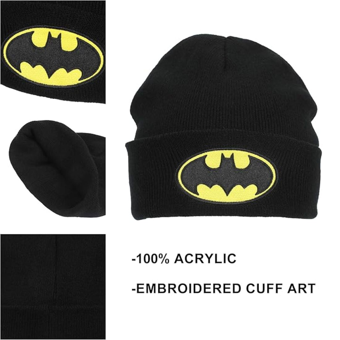 Batman Logo Embroidered Adult Cuff Beanie