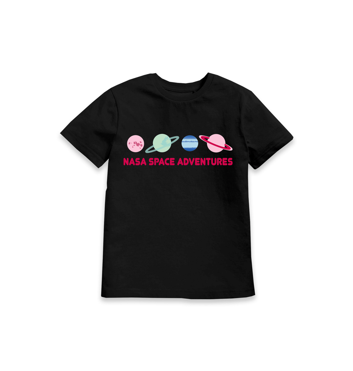 Black Printed Kids T-Shirt Front