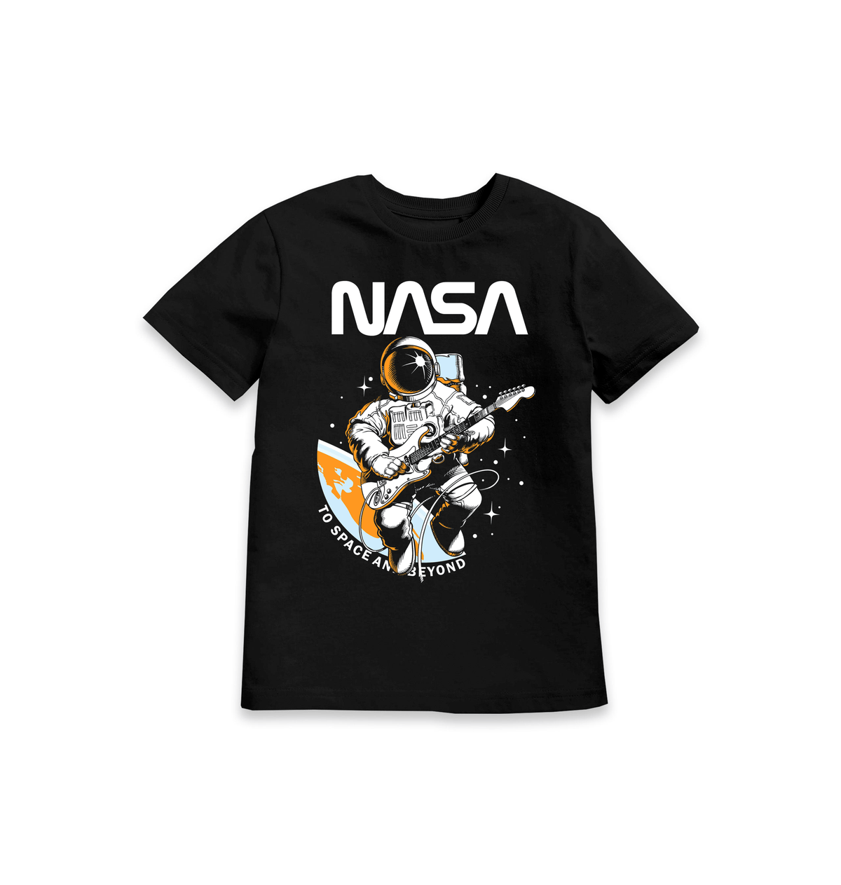 Black Printed Kids T-Shirt Front