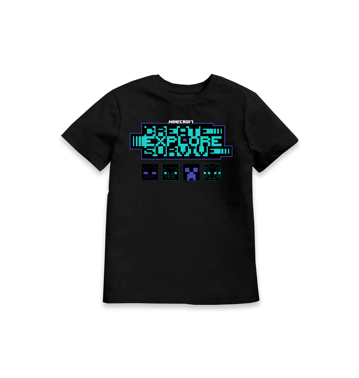 Black Printed Kids T-Shirt Front