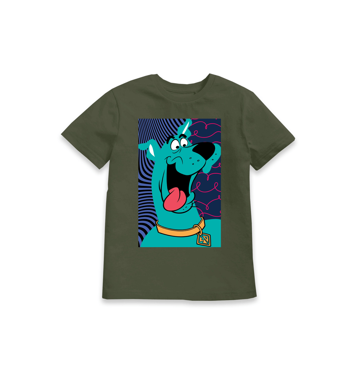 Khaki Printed Kids T-Shirt Front