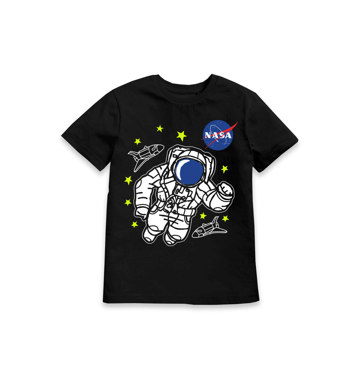 Black Printed Kids T-Shirt Front