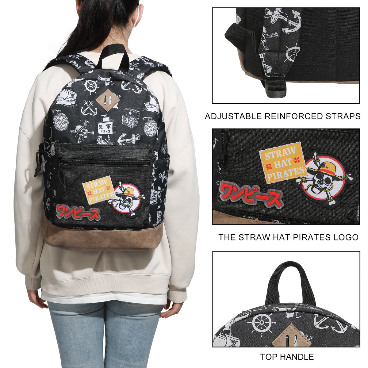 One Piece Live Action Icons 16.5" Black Backpack