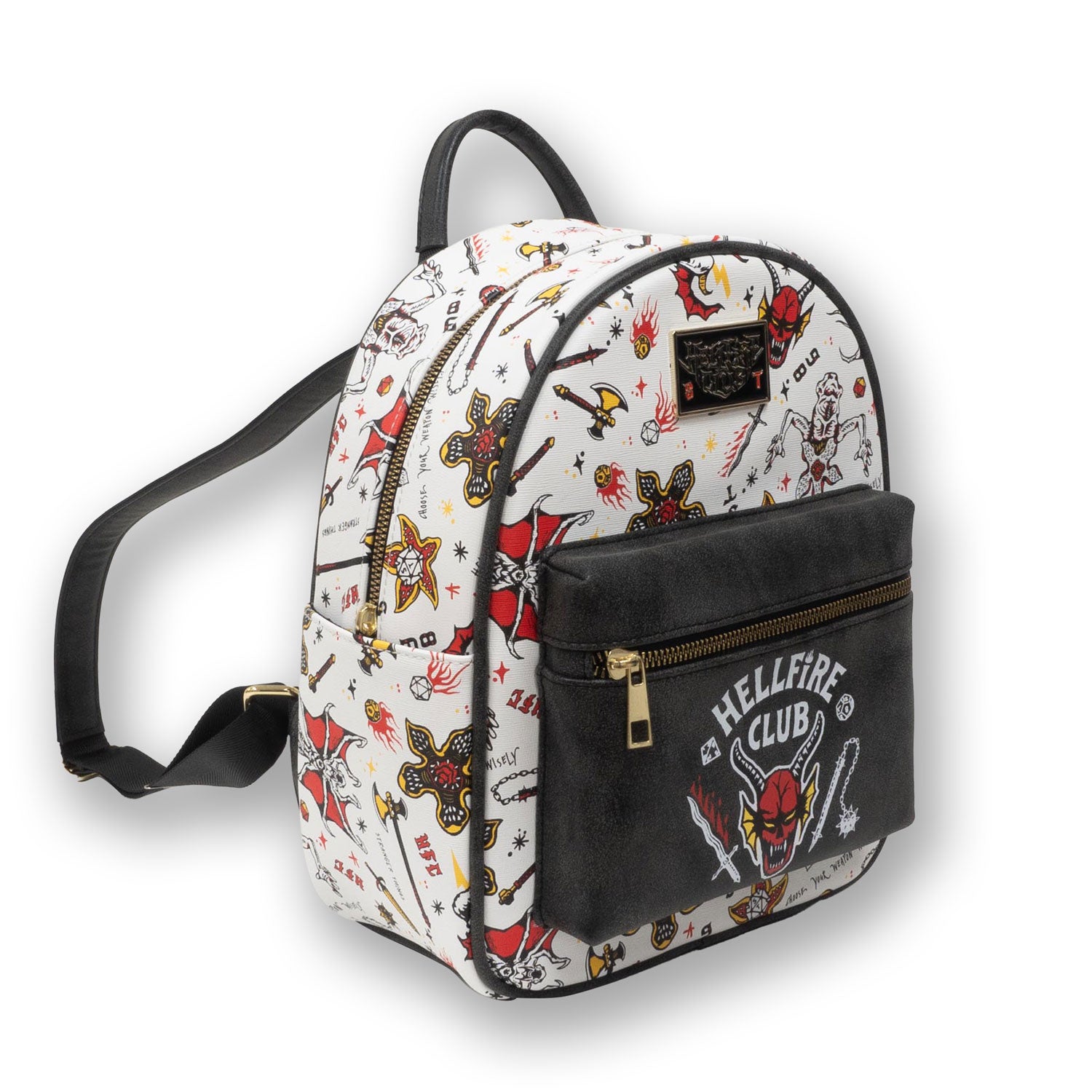 Stranger Things Hellfire Club Digital Print PU Backpack - White