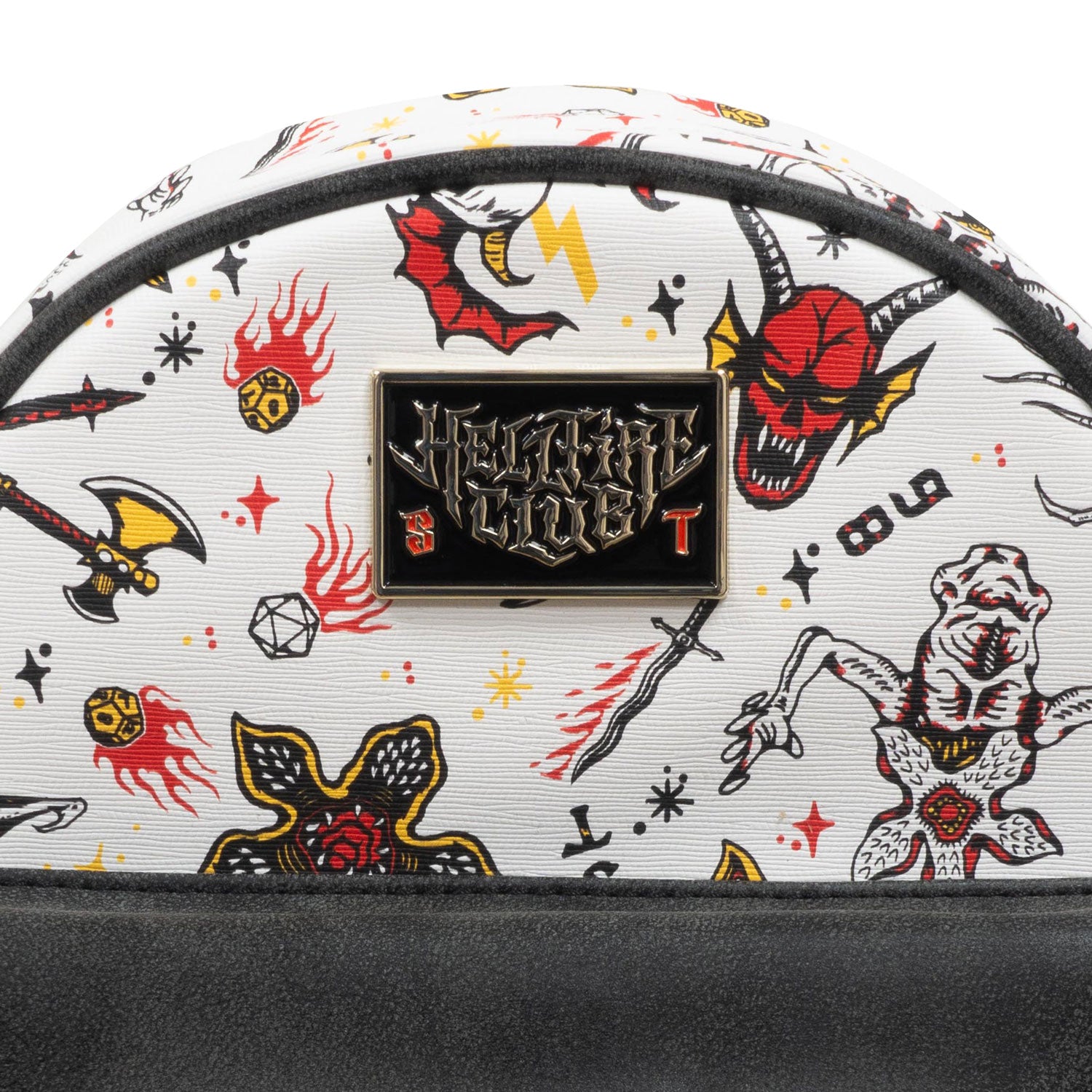 Stranger Things Hellfire Club Digital Print PU Backpack - White