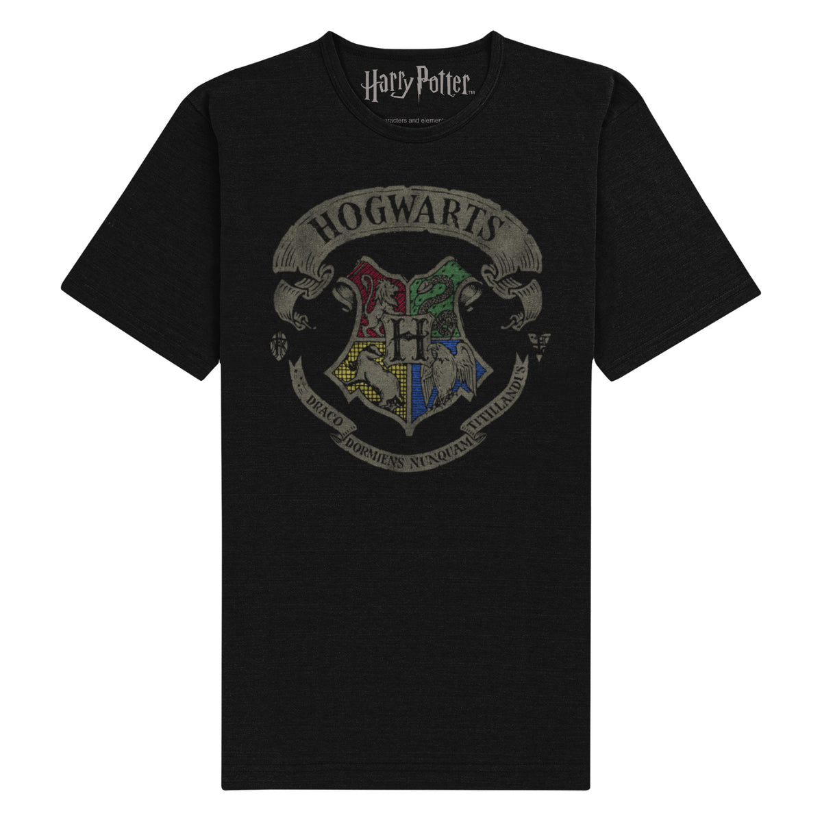 Harry Potter - Hogwarts Banner Crest Black T-Shirt
