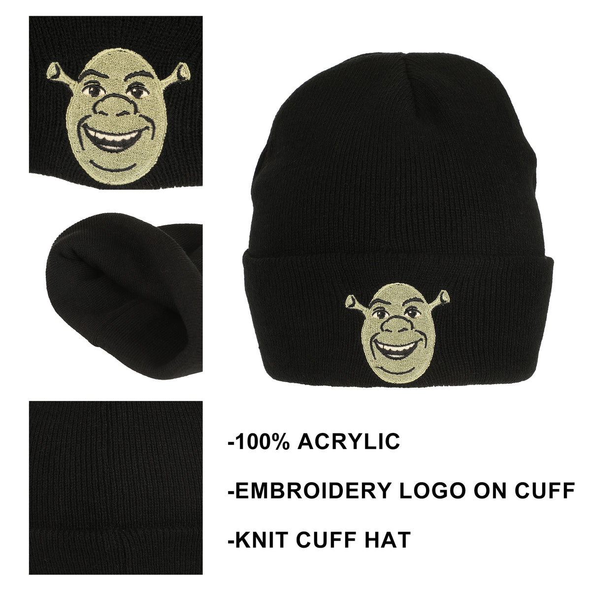 Shrek Embroidery Acrylic Knit Standard Cuff Beanie