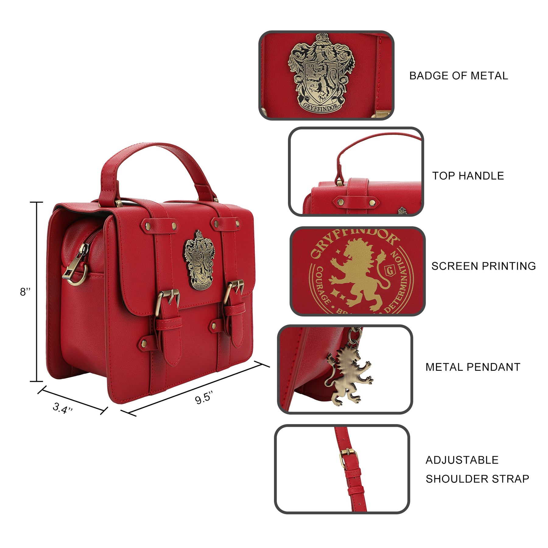 Harry Potter Gryffindor Satchel Handbag with Charms