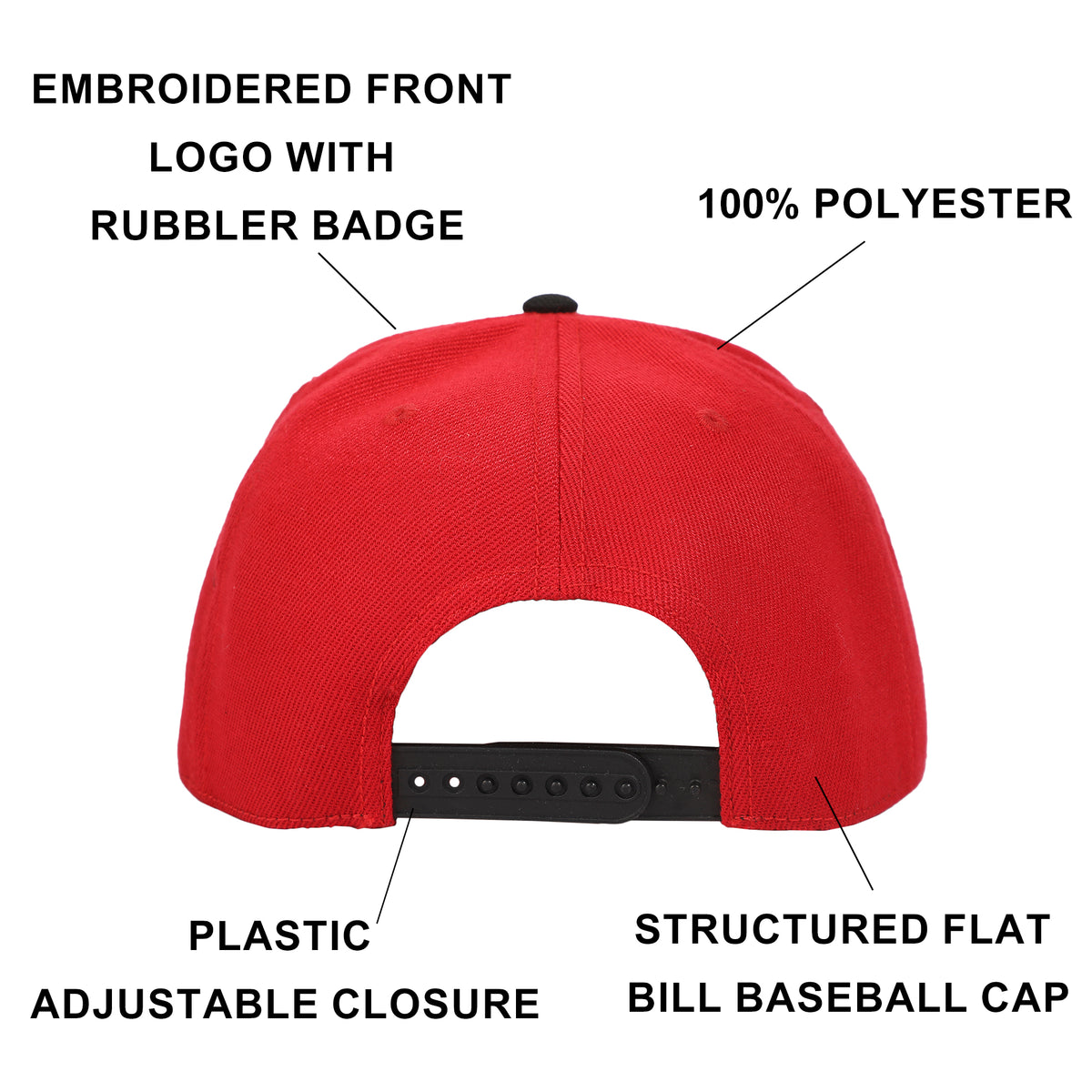 Ghostface Mask Rubber Badge Red Flat Bill Baseball Cap