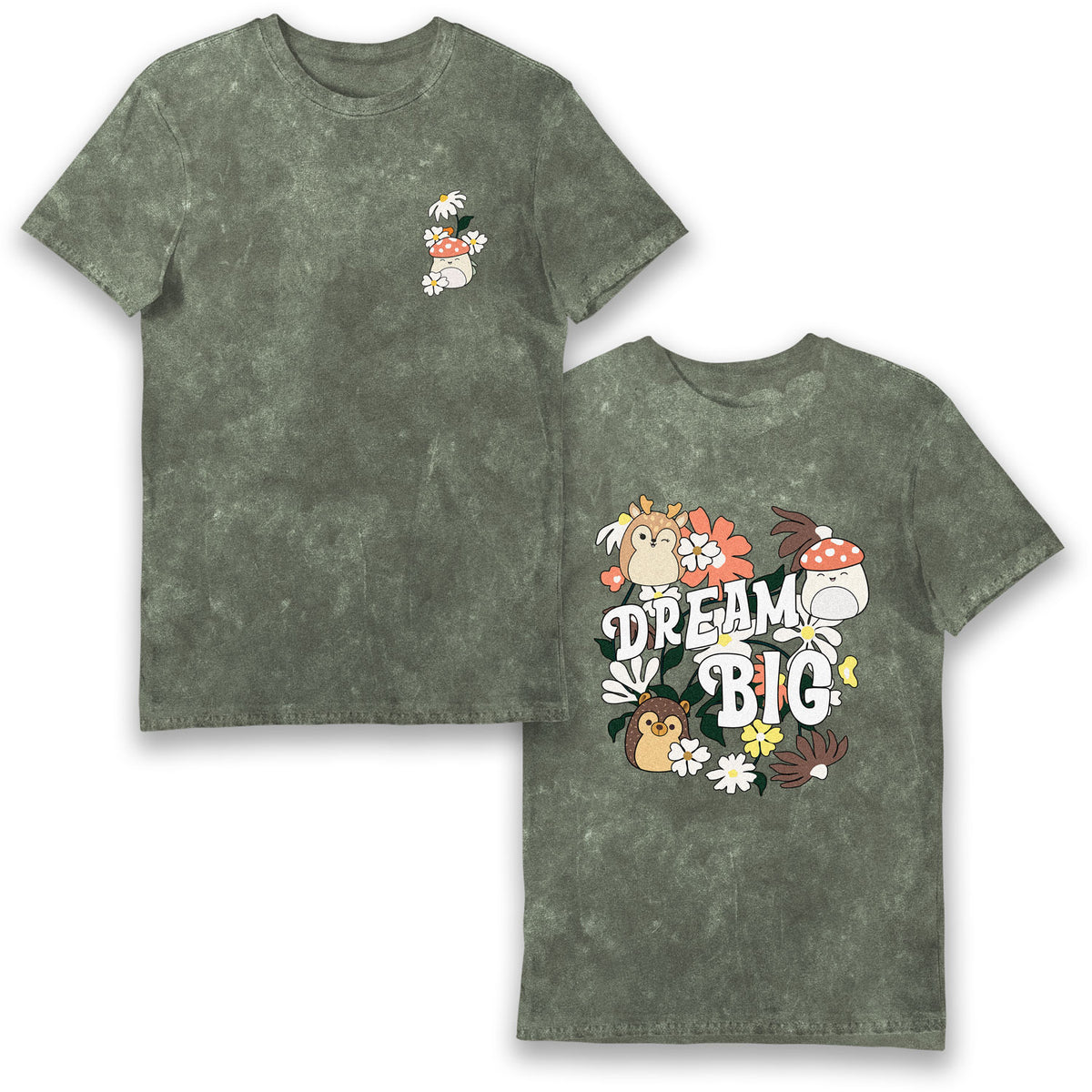 Squishmallows Dream Big Adult T-Shirt Green Snowash