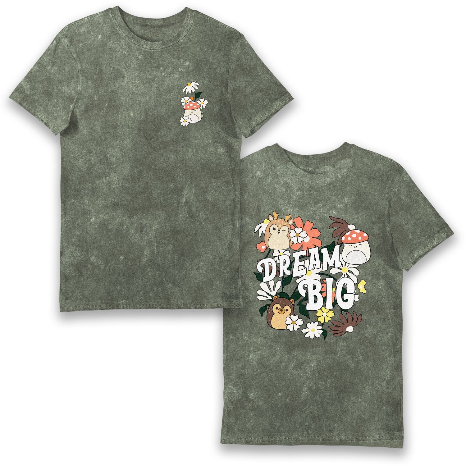 Squishmallows Dream Big Adult T-Shirt Green Snowash