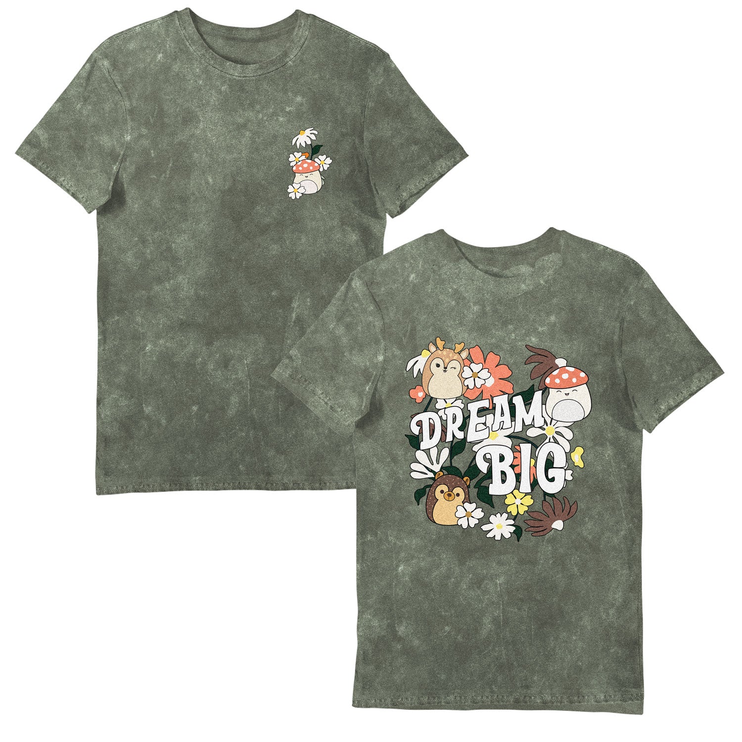 Squishmallows Dream Big Adult T-Shirt Green Snowash