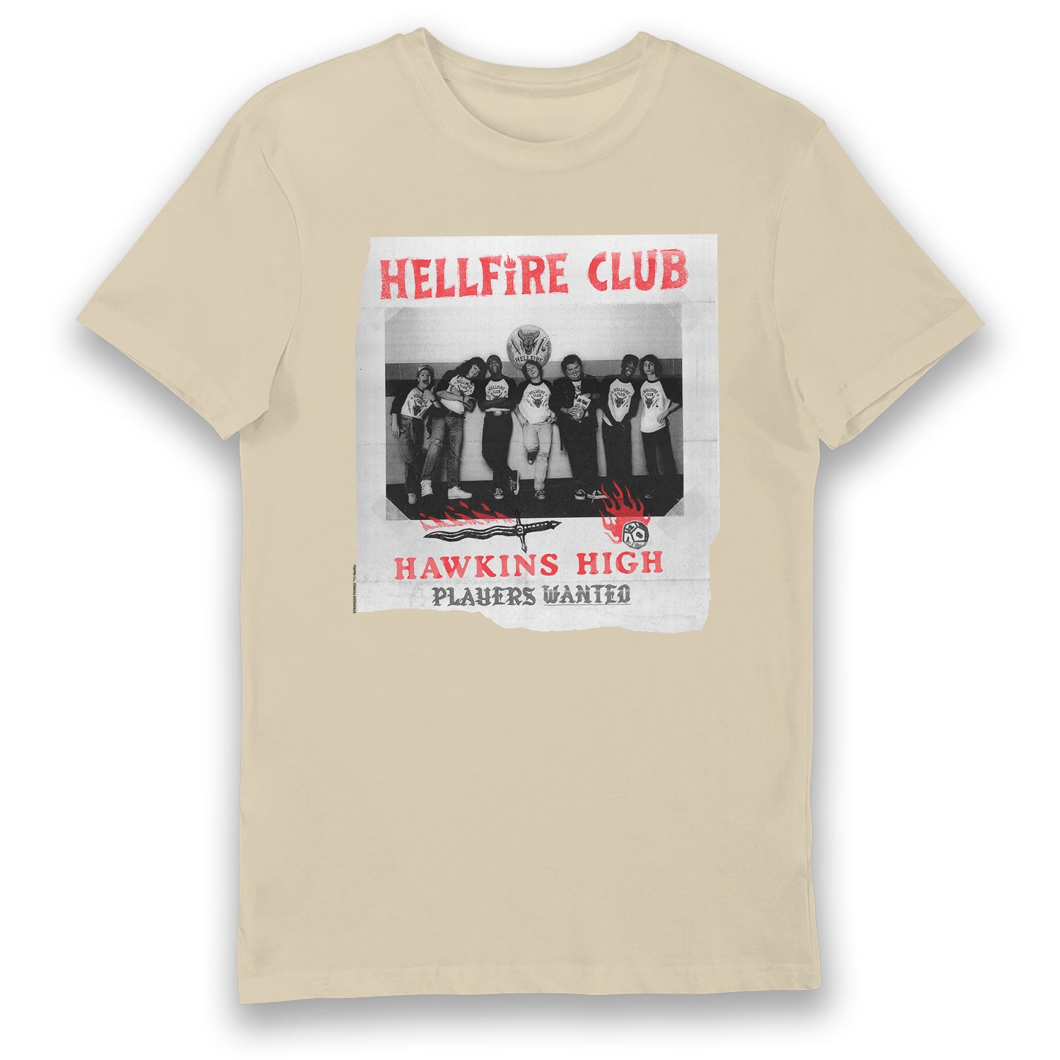 Stranger Things Hawkins High Hellfire Club Players Wanted Adults T-Shirt Oatmilk