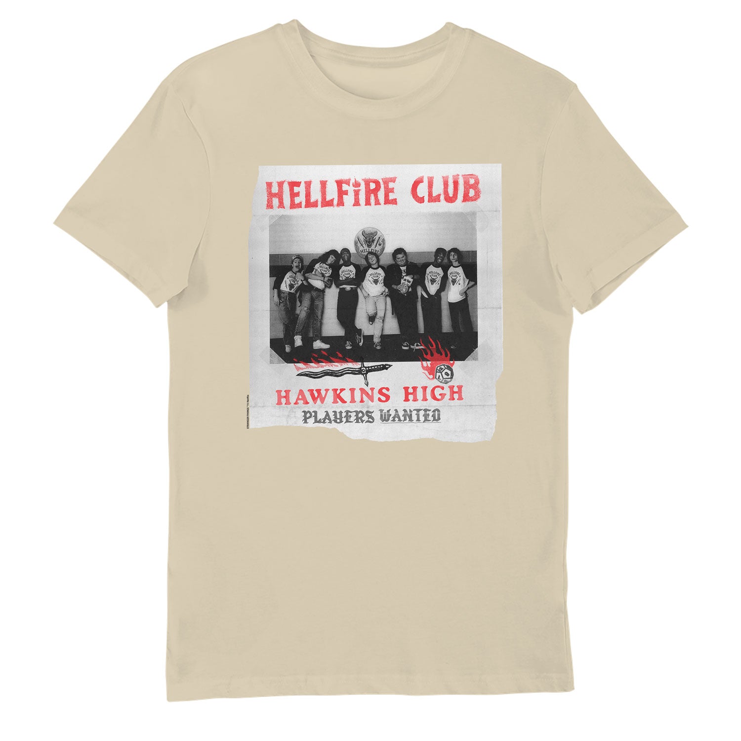 Stranger Things Hawkins High Hellfire Club Players Wanted Adults T-Shirt Oatmilk