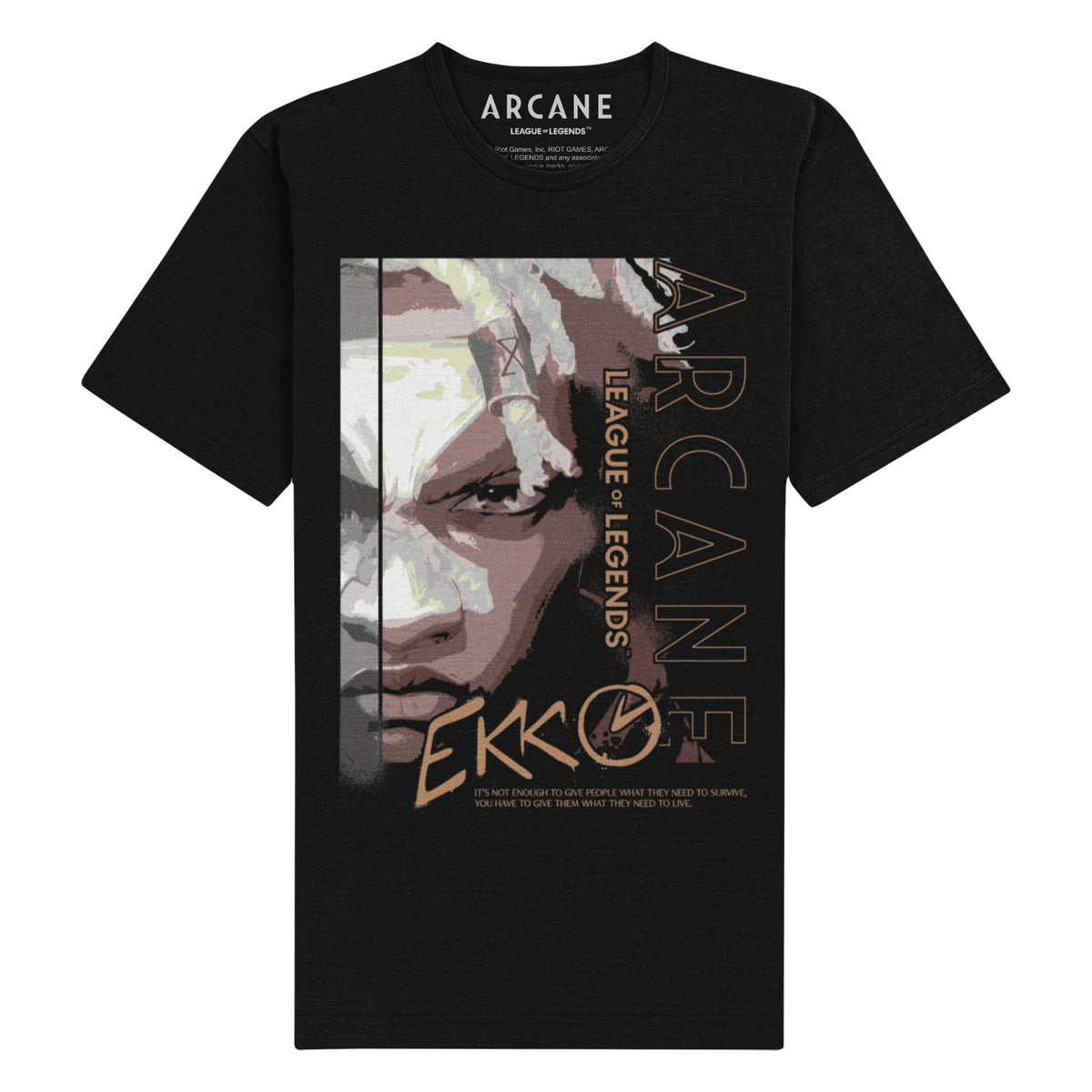 Arcane - Ekko Face Unisex Black T-Shirt
