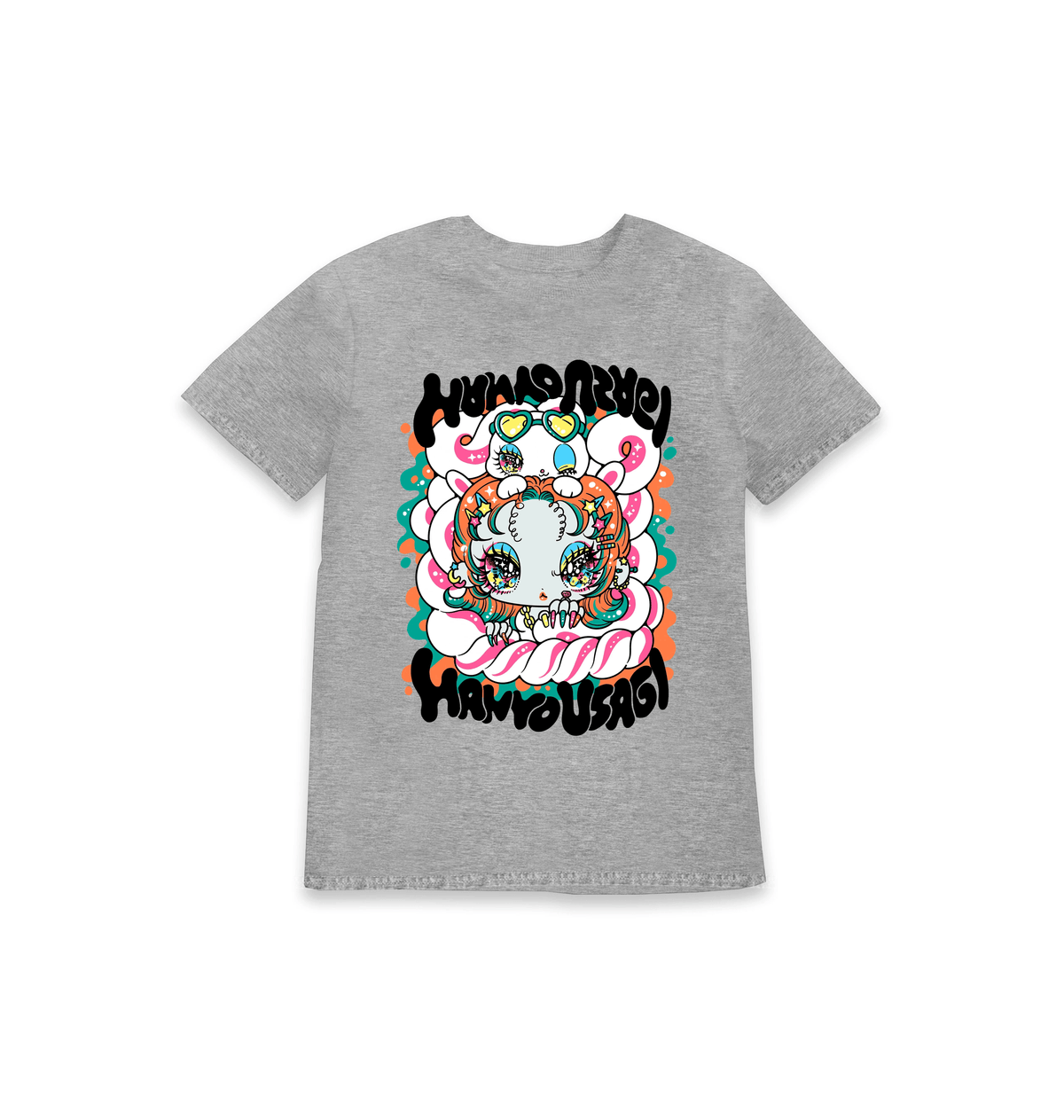 Grey Marl Printed Kids T-Shirt Front