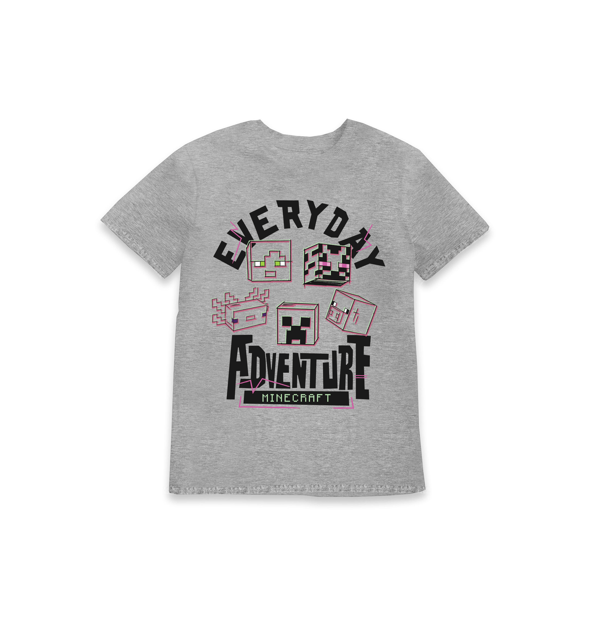 Grey Marl Printed Kids T-Shirt Front