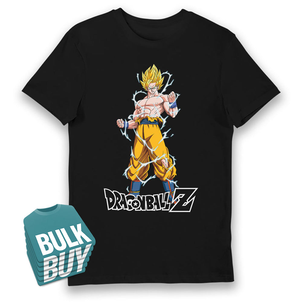 Dragon Ball Z Goku Super Saiyan Lightning Glow in the Dark Adult T-Shirt Bulk Buy