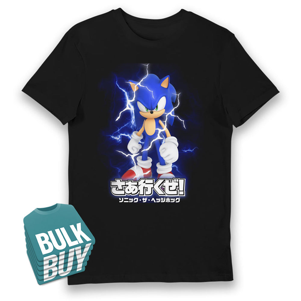 Sonic The Hedgehog Lightning Glow in Dark Adult T-Shirt Bulk Buy