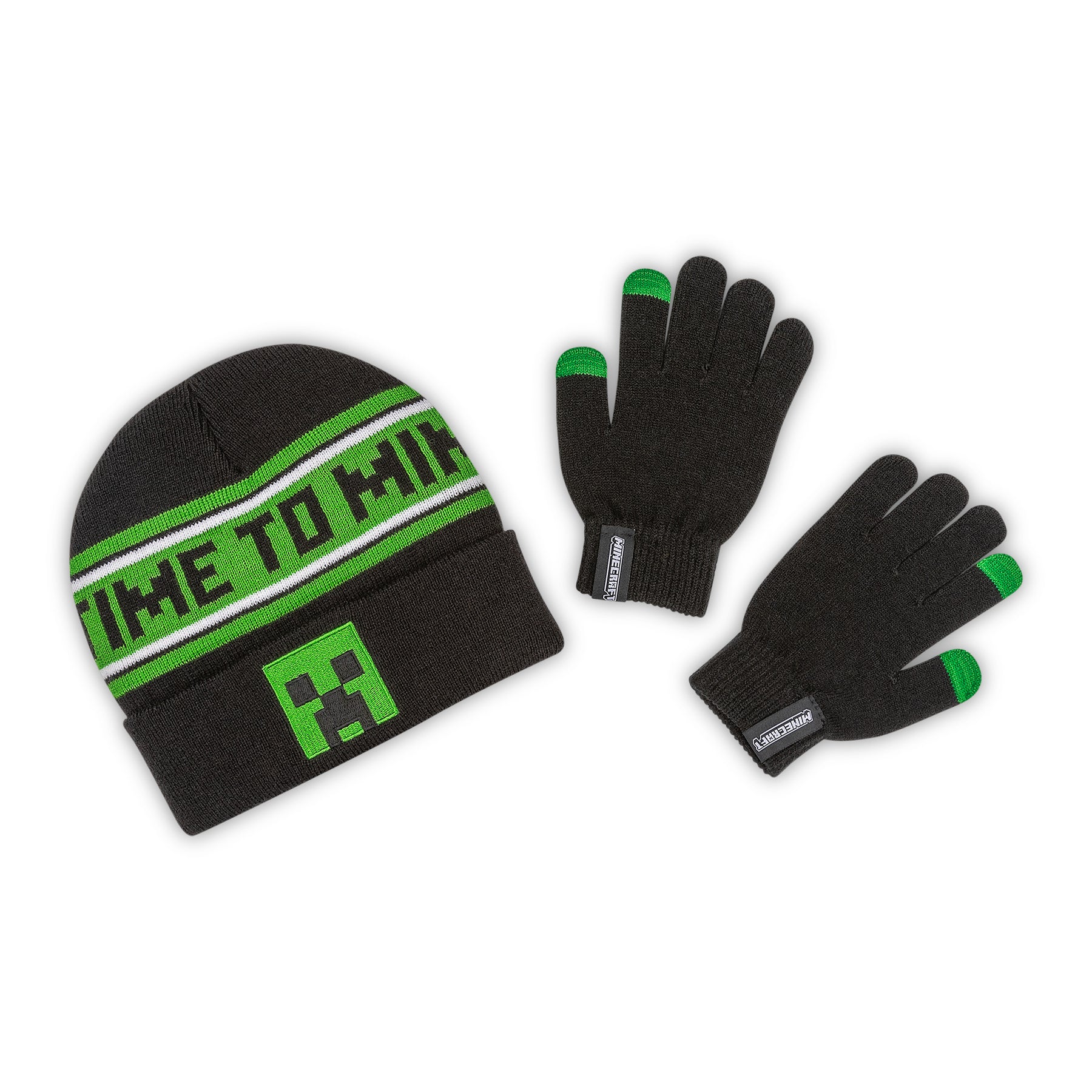 Minecraft Time To Mine Creeper Youth Beanie & Glove Set