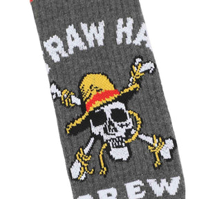 One Piece Straw Hat Pirates Adult 3 Pair Crew Socks