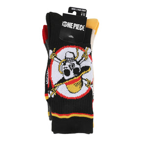 One Piece Straw Hat Pirates Adult 3 Pair Crew Socks