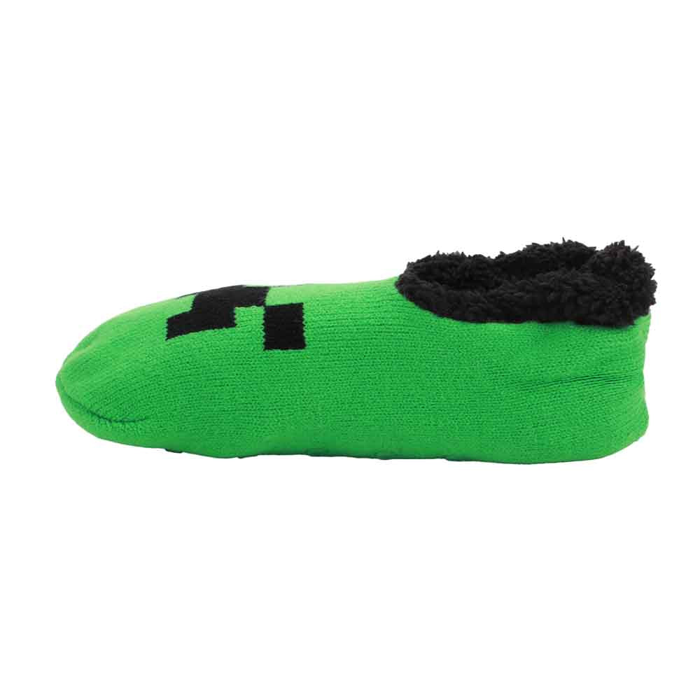 Minecraft Creeper Face Women’s Green Slipper Socks