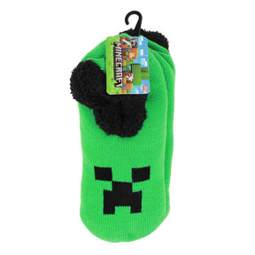 Minecraft Creeper Face Women’s Green Slipper Socks