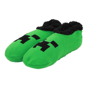 Minecraft Creeper Face Women’s Green Slipper Socks