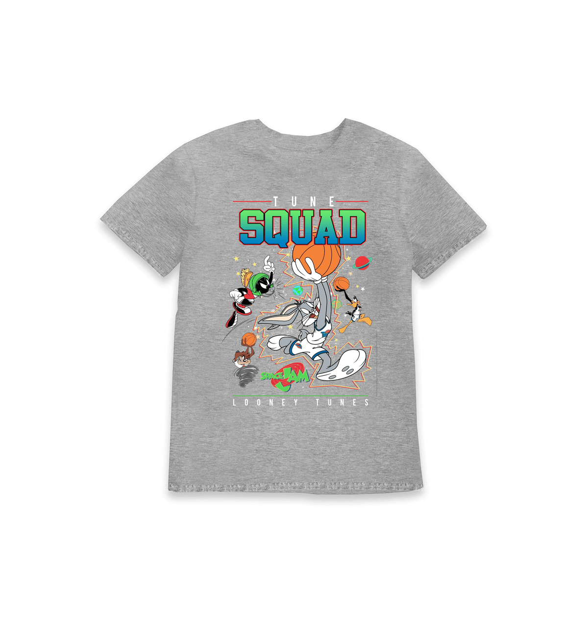 Grey Marl Printed Kids T-Shirt Front
