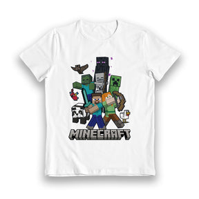 Minecraft Characters Tower White Kids T-Shirt
