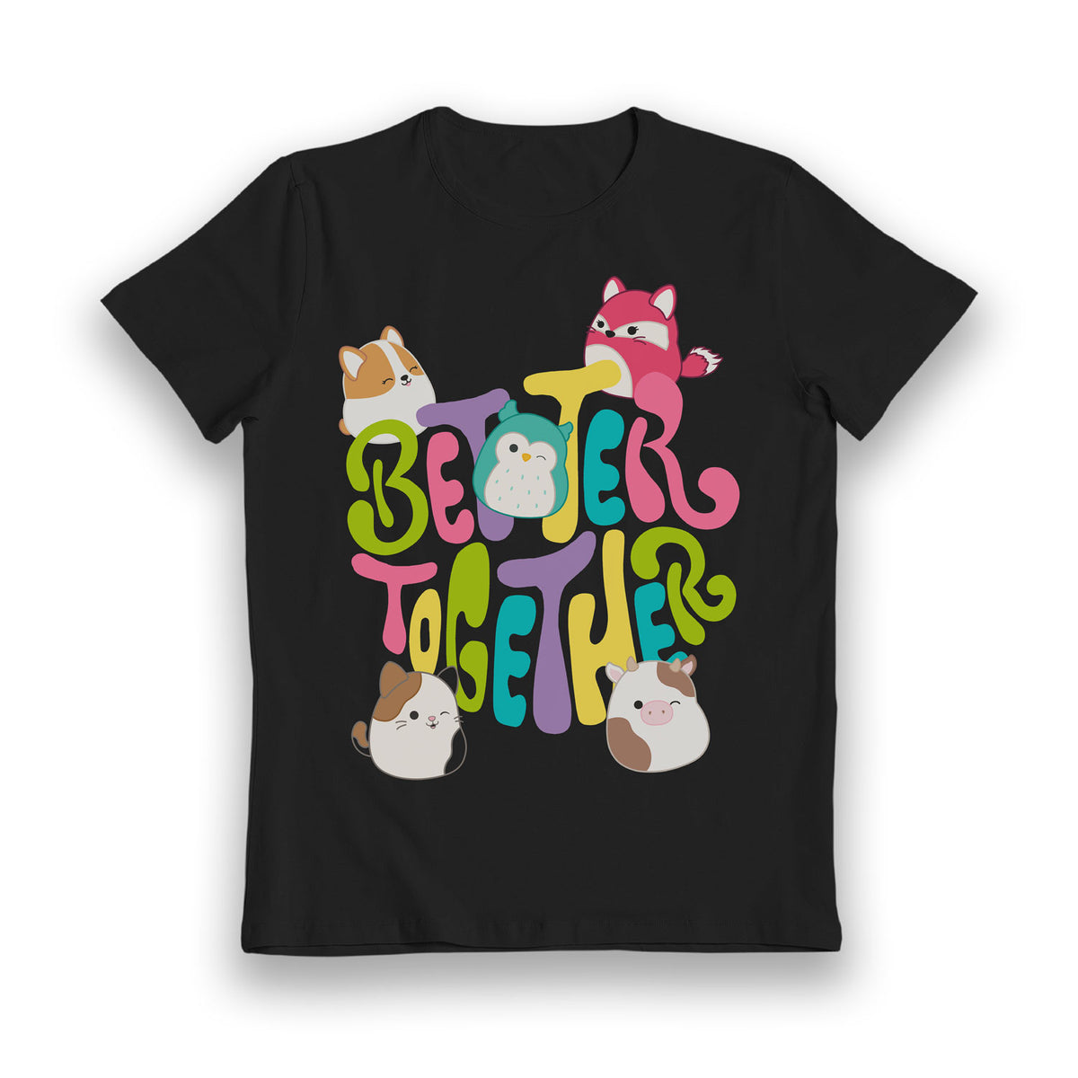 Squishmallows Better Together Black Kids T-Shirt