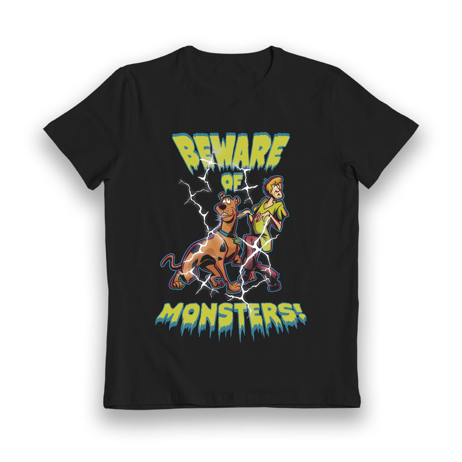 Scooby Doo Beware of Monsters Glow in the Dark Black Kids T-Shirt - Bulk Buy