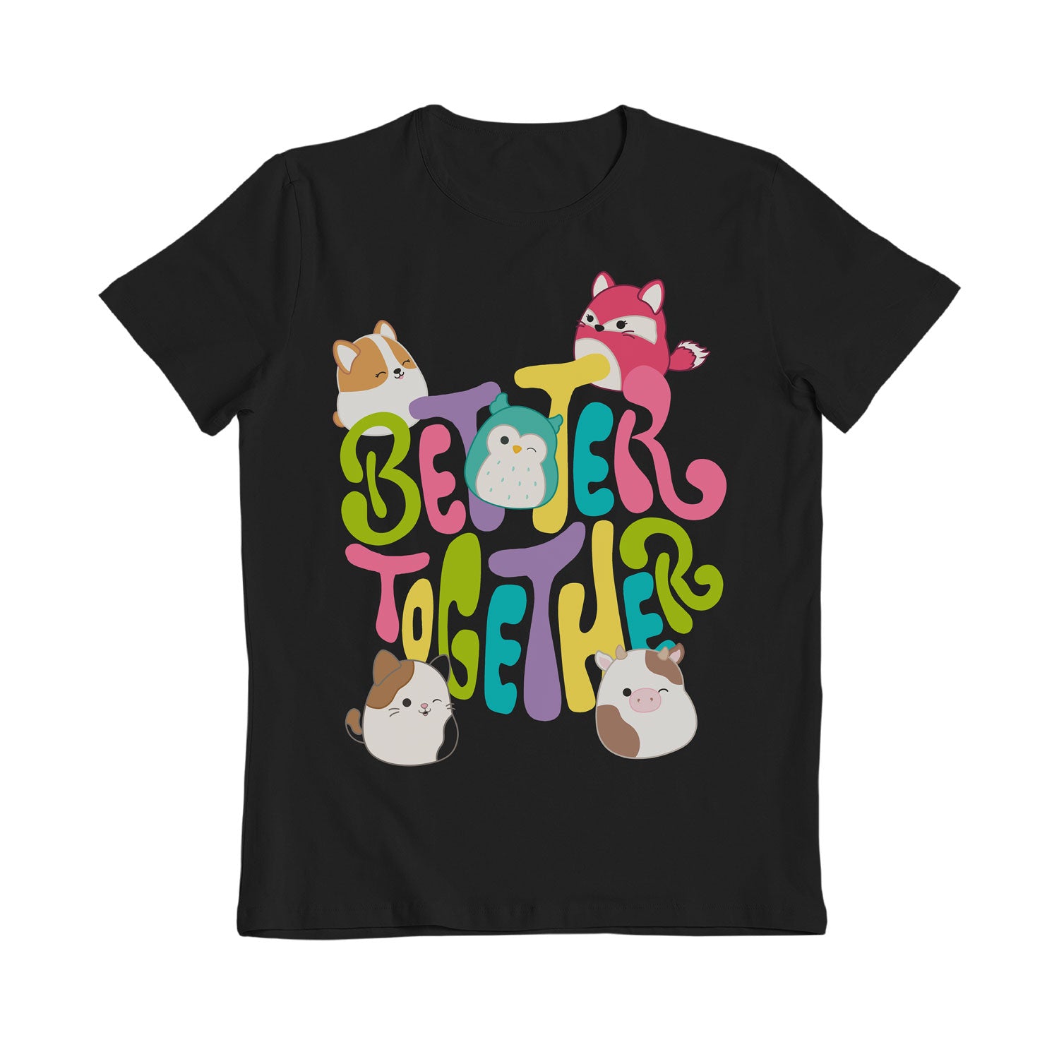 Squishmallows Better Together Black Kids T-Shirt